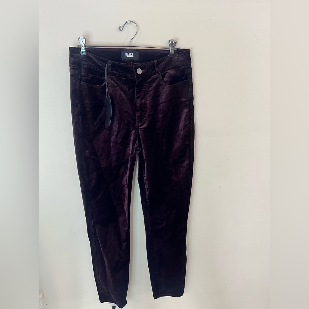 NWT Paige Hoxton Ankle velvet pant. Black cherry 🍒